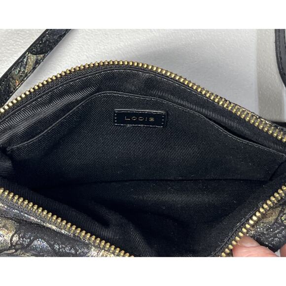 Lodis Butterfly Leather Crossbody Wallet Purse Wristlet Black Iridescent - Picture 6 of 12